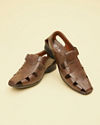 Manyavar Men Brown Faux Leather Sandals