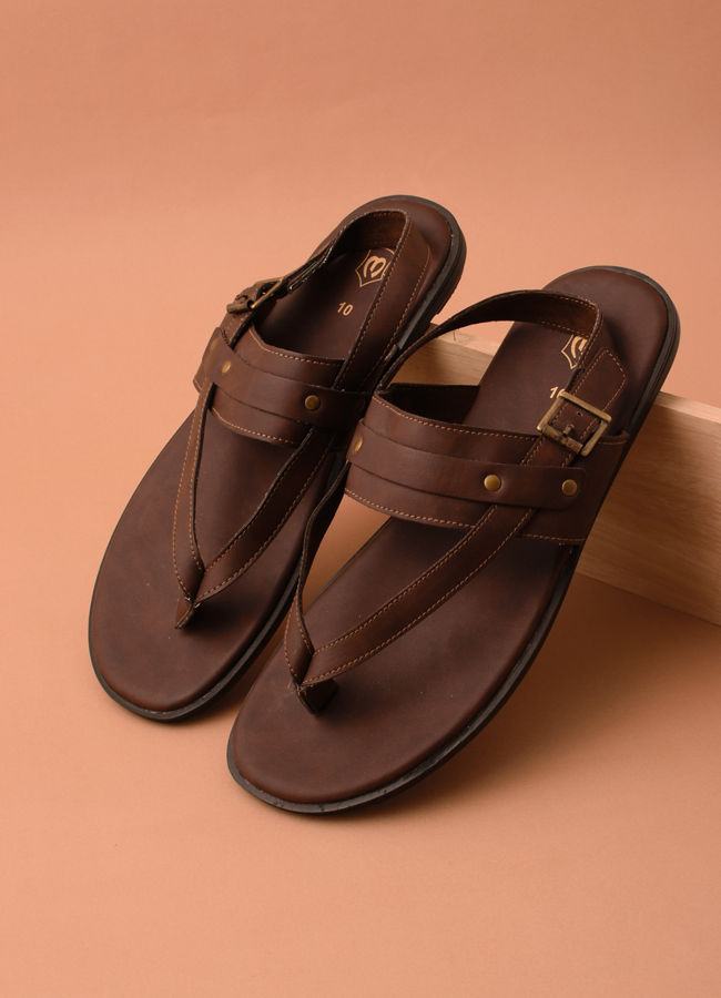 alt message - Manyavar Men Deep Mahogany Brown Sandals image number 4