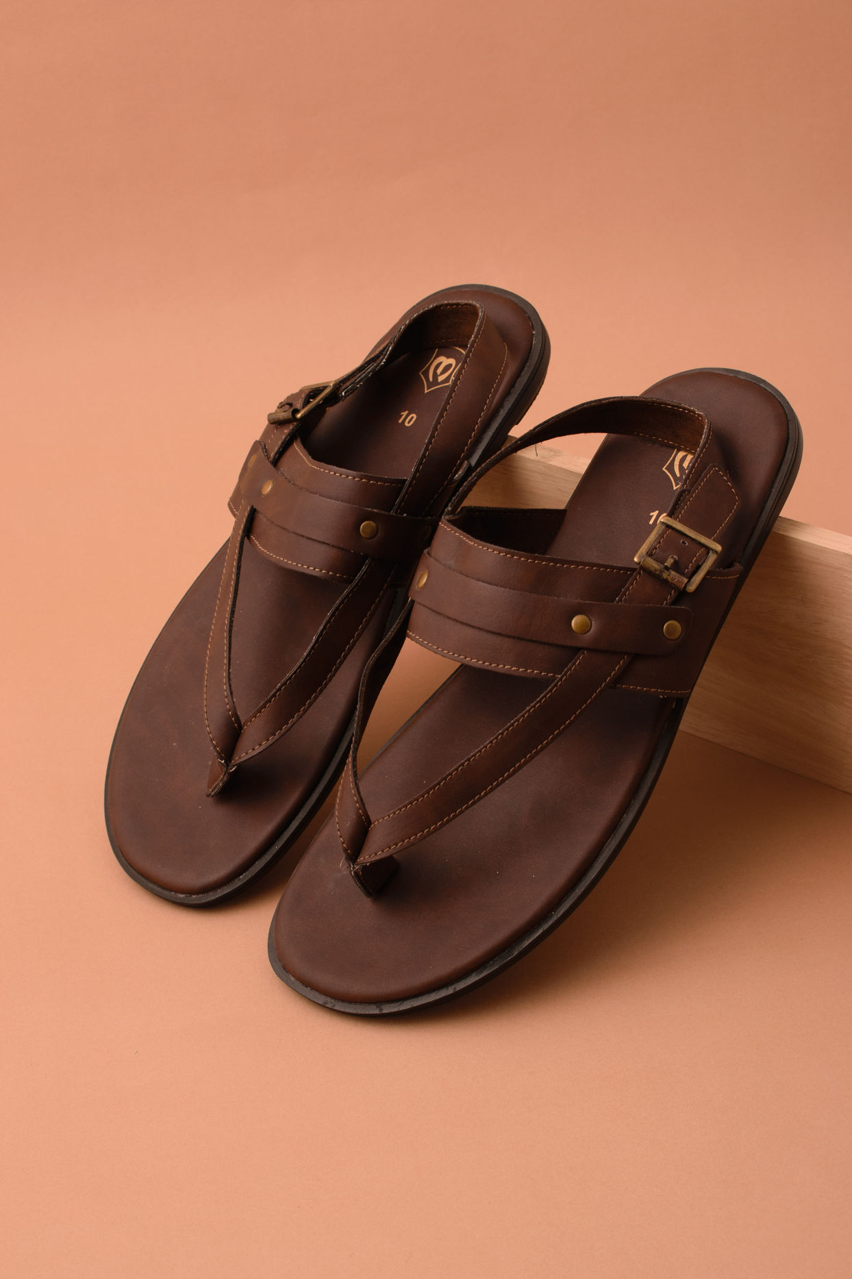 Deep Mahogany Brown Ethnic Sandals image number 4