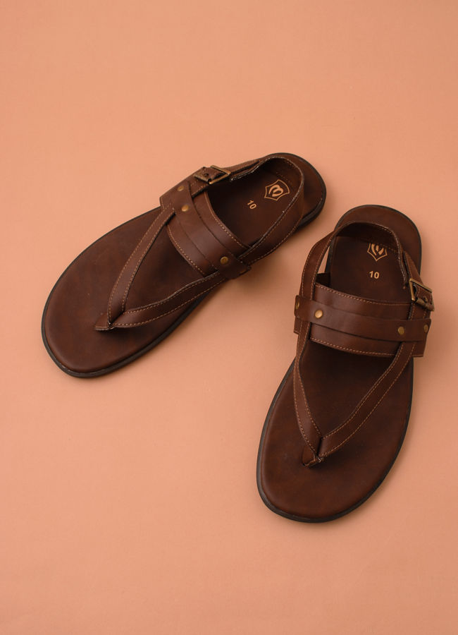 alt message - Manyavar Men Deep Mahogany Brown Sandals image number 1