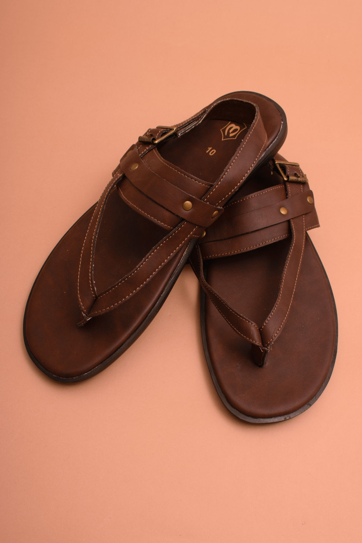 Deep Mahogany Brown Ethnic Sandals image number 0