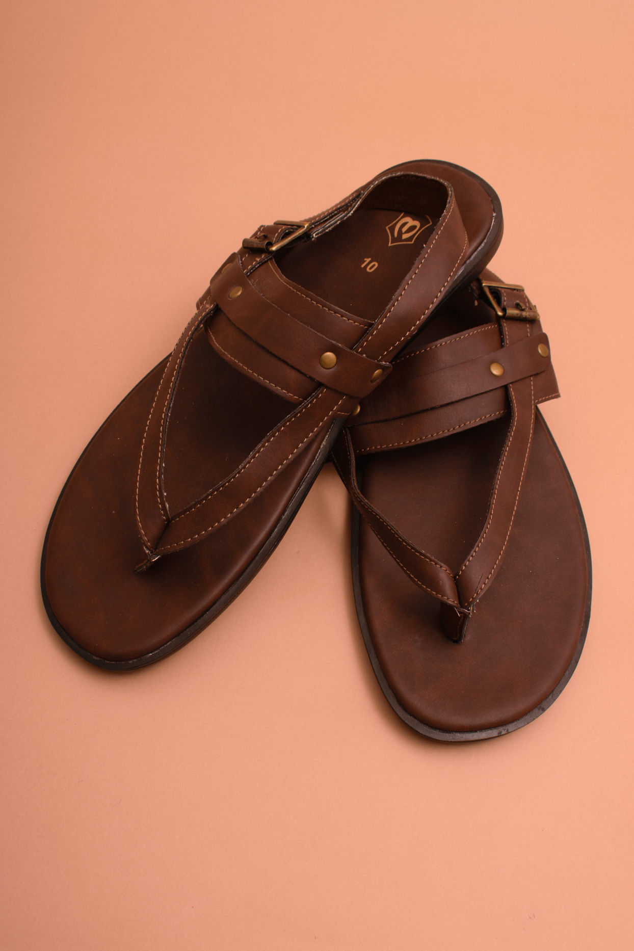 alt message - Manyavar Men Deep Mahogany Brown Sandals image number 0