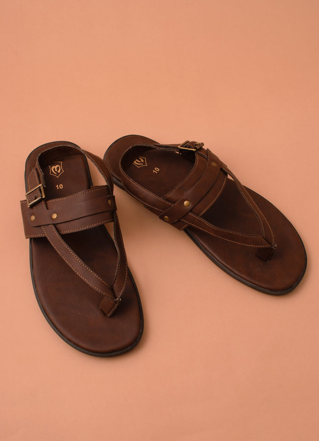 Deep Mahogany Brown Ethnic Sandals image number 3