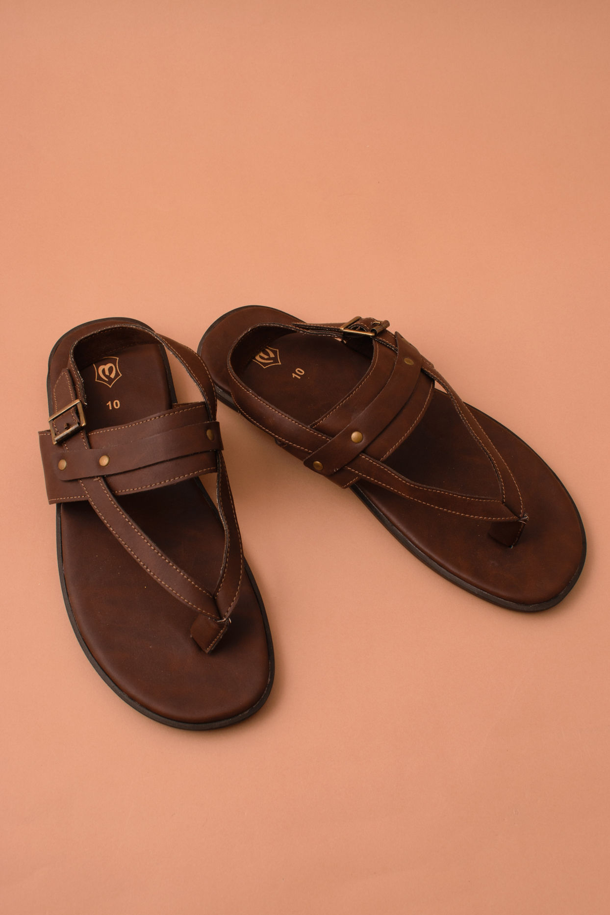 Deep Mahogany Brown Ethnic Sandals image number 3