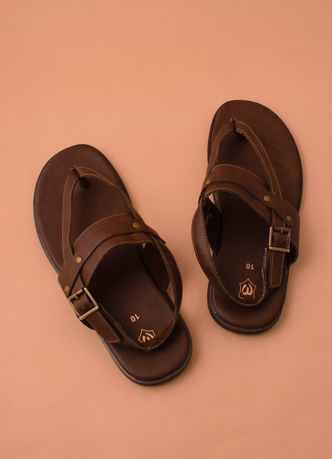 Deep Mahogany Brown Ethnic Sandals image number 2