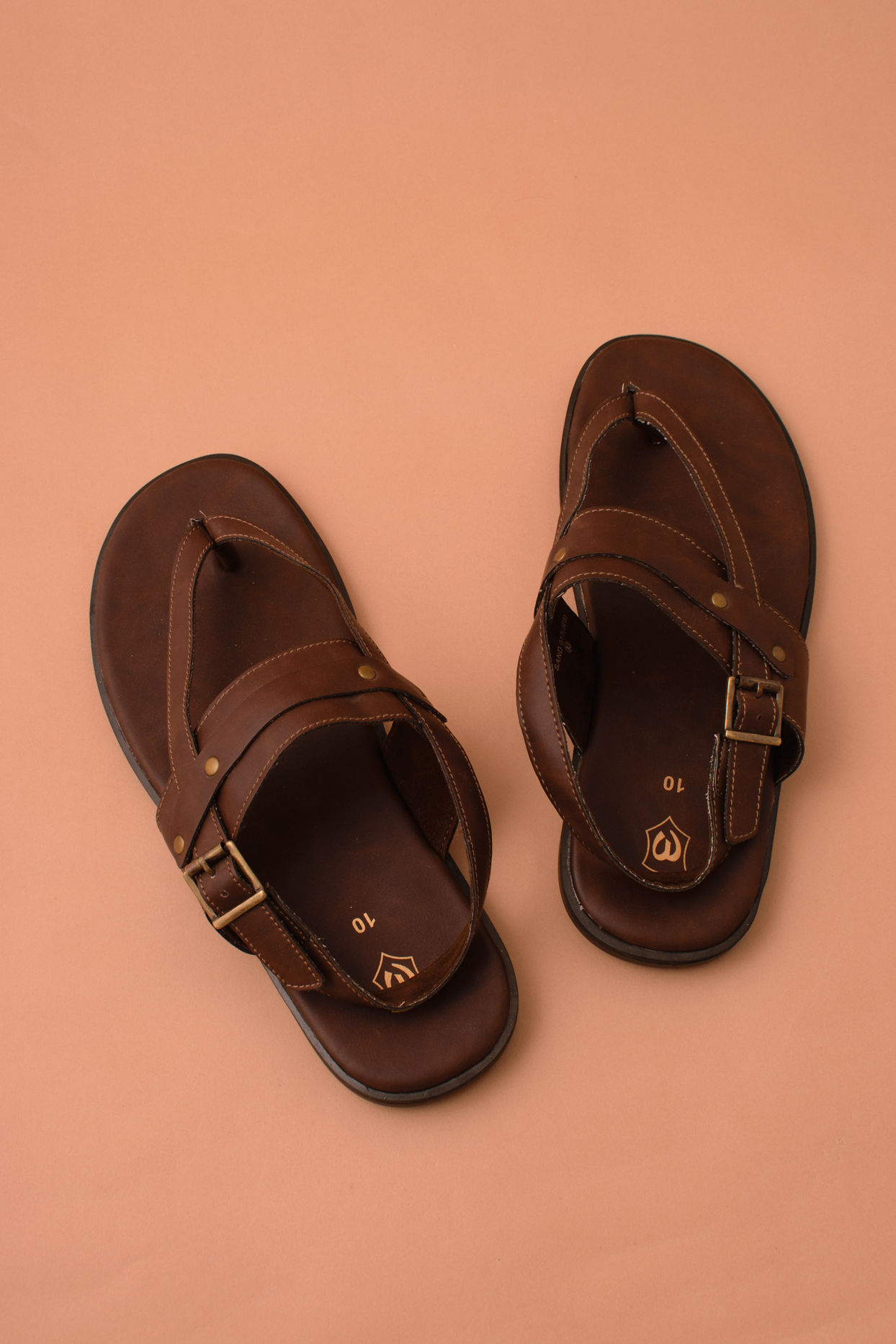 Deep Mahogany Brown Ethnic Sandals image number 2