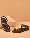 Manyavar Men Brown Faux Leather Sandal with Minimal Straps