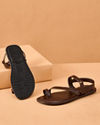 Manyavar Men Brown Faux Leather Sandal with Minimal Straps