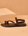 Manyavar Men Brown Faux Leather Sandal with Minimal Straps