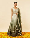Mehendi and Sage Green Buta Patterned Anarkali Suit