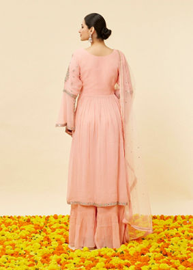 alt message - Mohey Women Pink Mirror Work Anarkali Suit image number 4