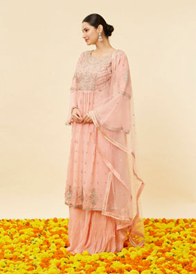 alt message - Mohey Women Pink Mirror Work Anarkali Suit image number 2