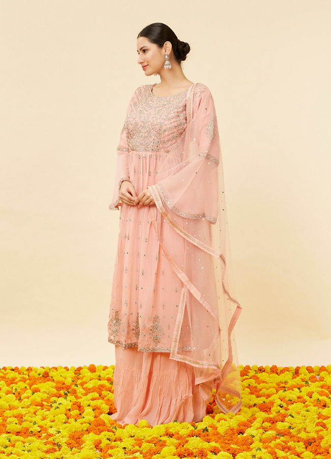 Mohey Women Pink Mirror Work Palazzo Suit