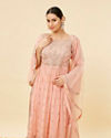 alt message - Mohey Women Pink Mirror Work Anarkali Suit image number 1