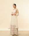 Mohey Women Soft Cream Floral Printed Sequined Anarkali Suit