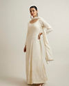 Mohey Women Dark Cream Buta Patterned Anarkali Suit