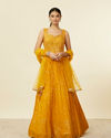 Mohey Women Mustard Yellow Buta Patterned Anarkali Suit