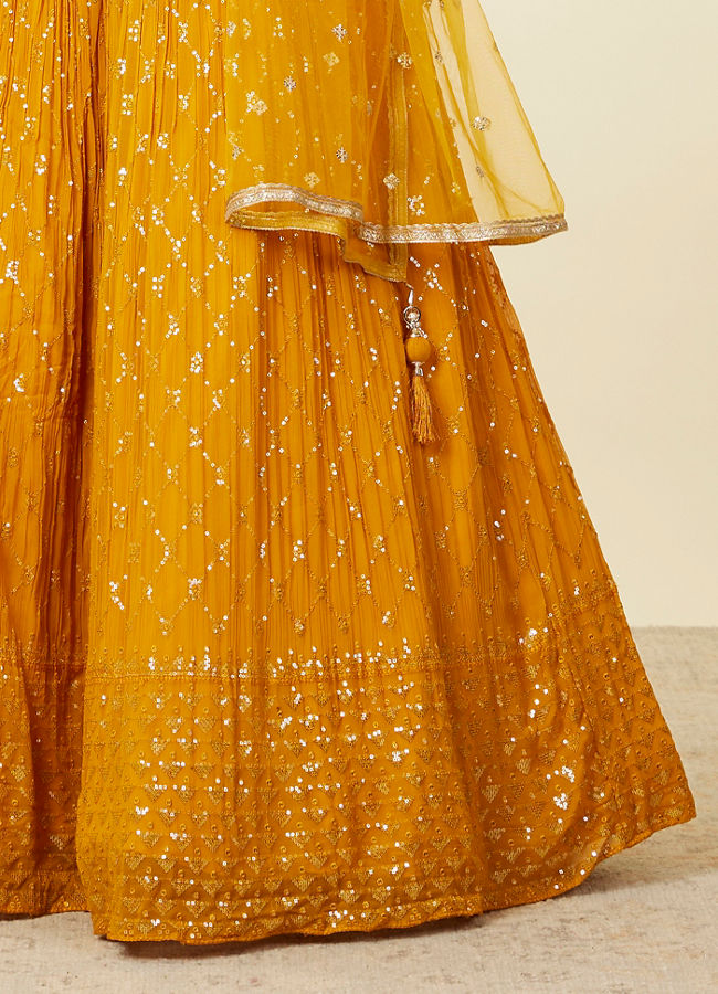 Mohey Women Mustard Yellow Buta Patterned Anarkali Suit