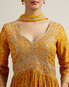 Mohey Women Mustard Crepe Zari Embroidered Anarkali Suit