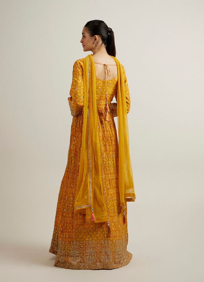 Mohey Women Mustard Crepe Zari Embroidered Anarkali Suit