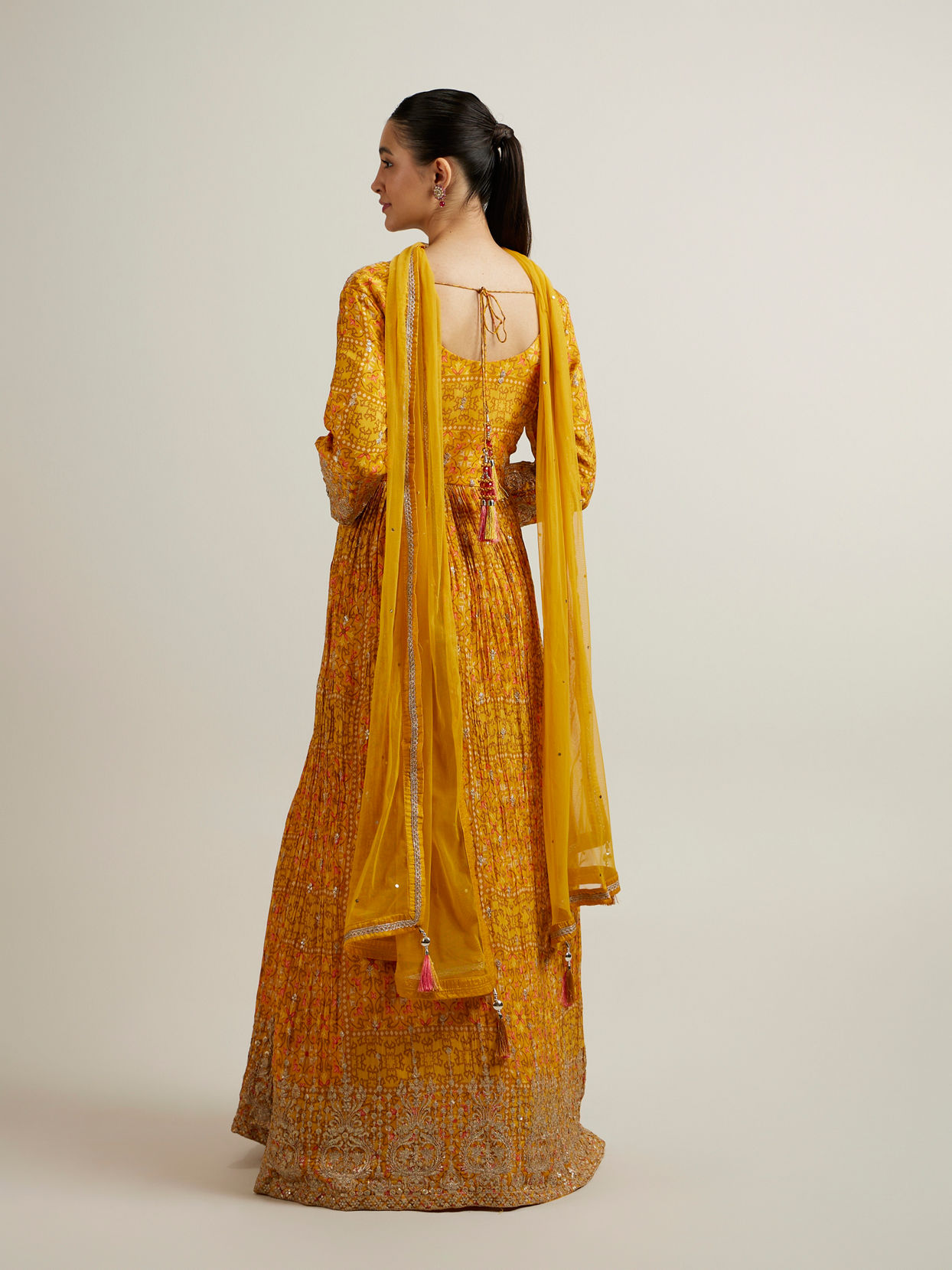 Mohey Women Mustard Crepe Zari Embroidered Anarkali Suit