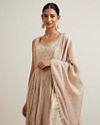Mohey Women Pink Fawn Buta Patterned Anarkali Suit