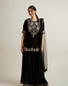 Black Floral Embroidered Sequinned Palazzo Suit