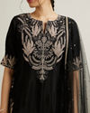 Mohey Women Black Floral Embroidered Sequinned Palazzo Suit