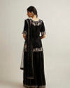 Mohey Women Black Floral Embroidered Sequinned Palazzo Suit