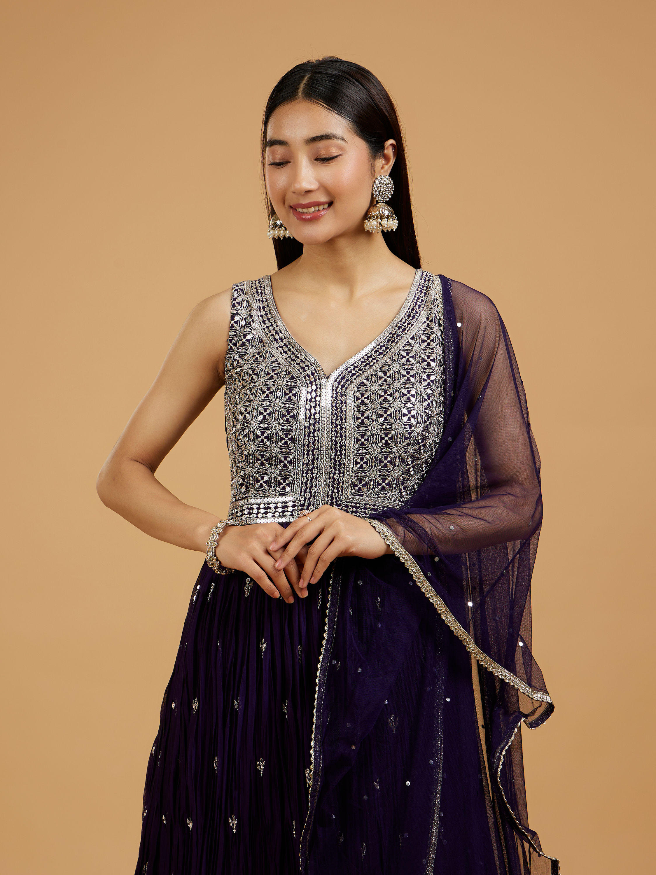 Mohey Women Purple Panache Anarkali Suit