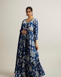 Mohey Women Blue Chinon Hand Embroidered Anarkali Suit