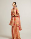 alt message - Mohey Women Soft Peach Floral Printed Suit with Mirror Embellishments image number 2