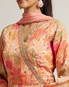 alt message - Mohey Women Soft Peach Floral Printed Suit with Mirror Embellishments image number 3