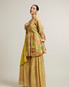 Mohey Women Sunglow Yellow Floral Printed Sharara Suits with Mirror Embellishments