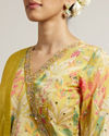 Mohey Women Sunglow Yellow Floral Printed Sharara Suits with Mirror Embellishments