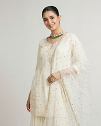 Mohey Women Elegant Cream Sharara Suits Ensemble