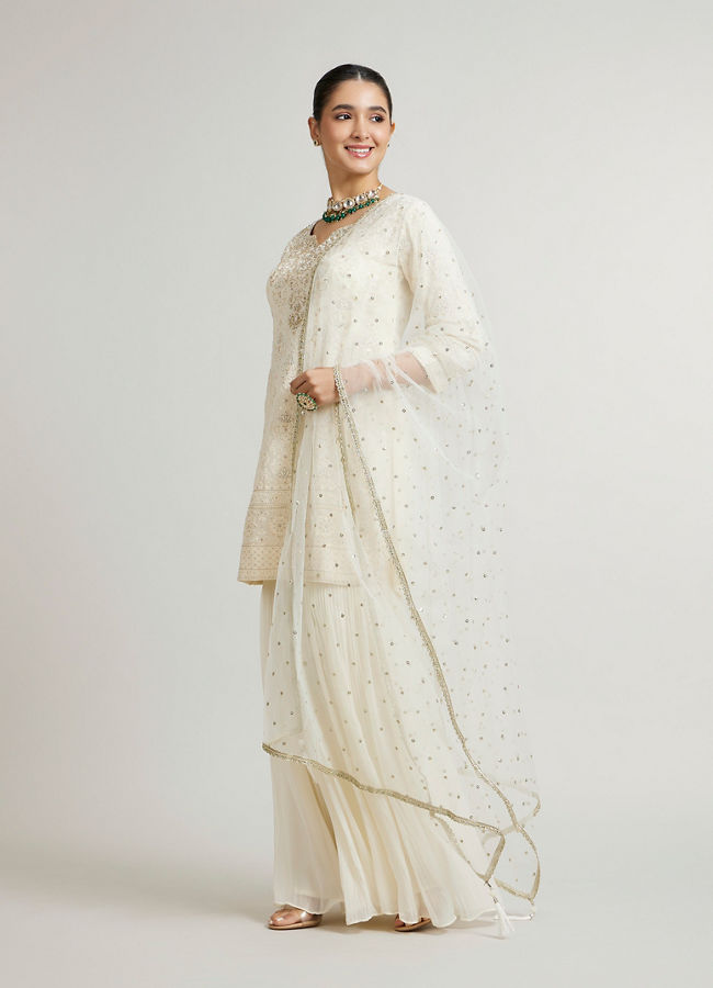 Mohey Women Elegant Cream Sharara Suits Ensemble