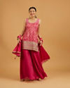 Hot Pink Bandhani Palazzo Suit with Floral Butas