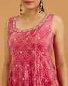 Mohey Women Hot Pink Bandhani Palazzo Suit with Floral Butas