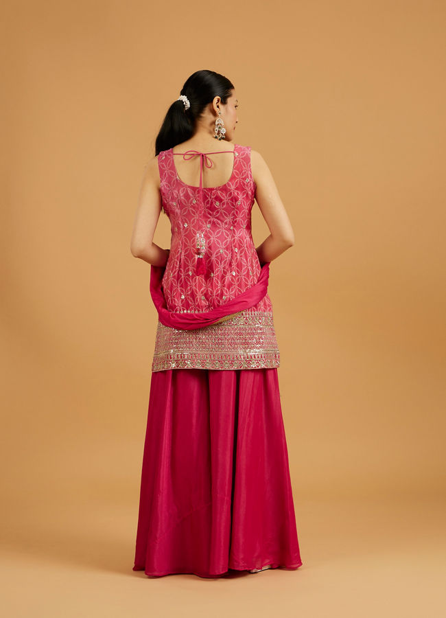 Mohey Women Hot Pink Bandhani Palazzo Suit with Floral Butas
