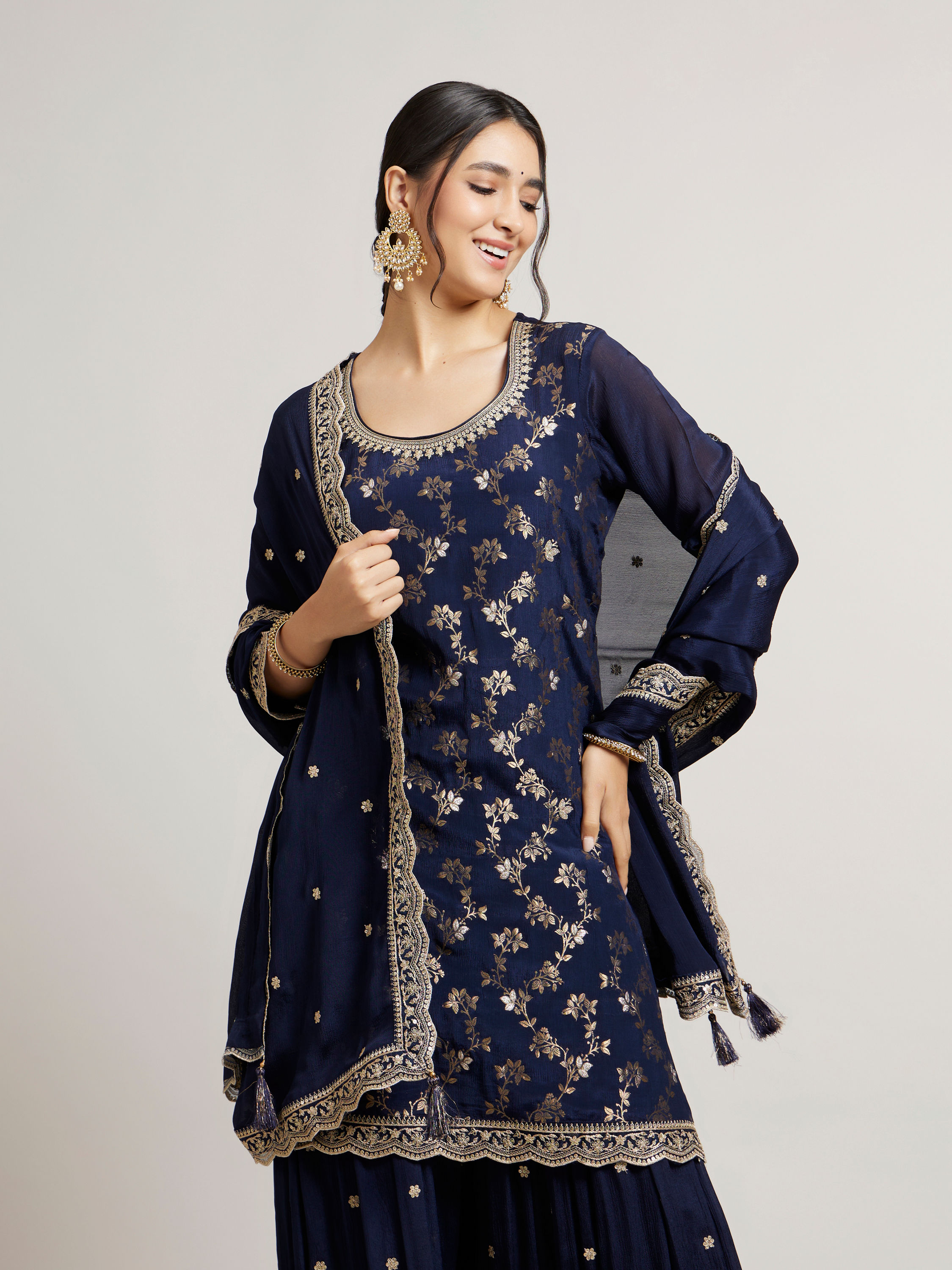 Mohey Women Indigo Delight Stitched Suit