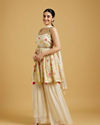 Mohey Women Cream Silk Stitched Suit Set image number 2