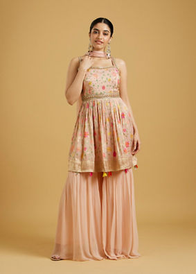 Mohey Women Ethereal Light Pink Sharara Suit