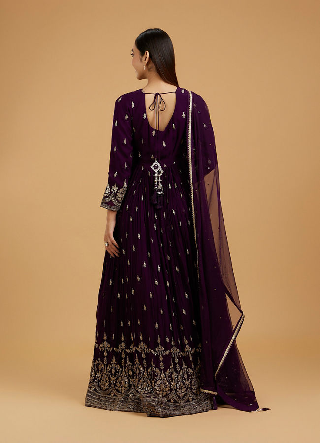 Mohey Women Wine Georgette Anarkali Suit
