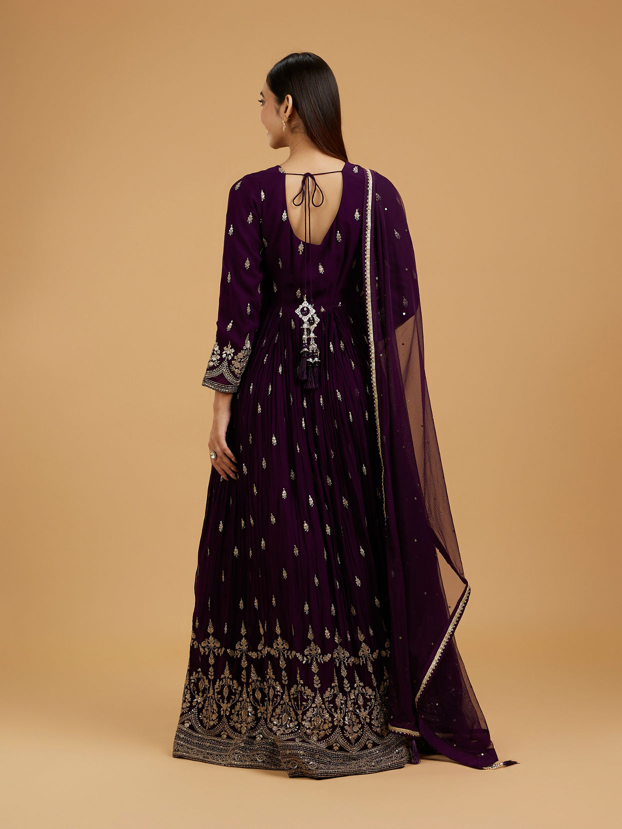 Mohey Women Wine Georgette Anarkali Suit