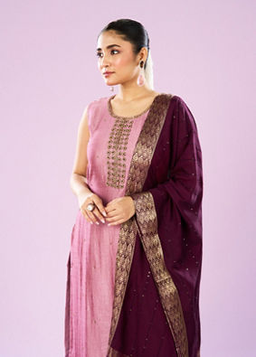Mohey Women Dusty Pink Elegance Straight Suit