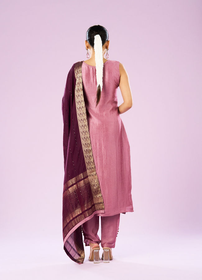Mohey Women Dusty Pink Elegance Straight Suit