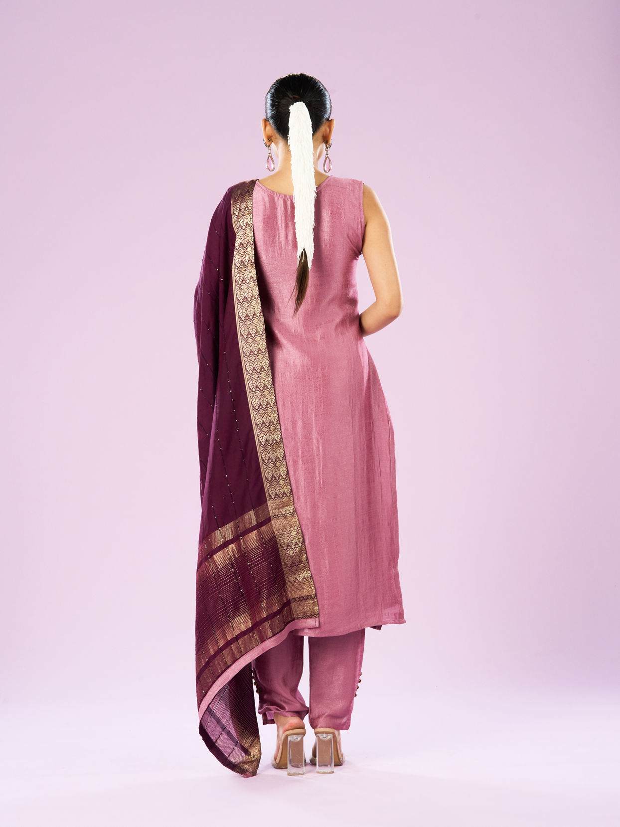 Mohey Women Dusty Pink Elegance Straight Suit