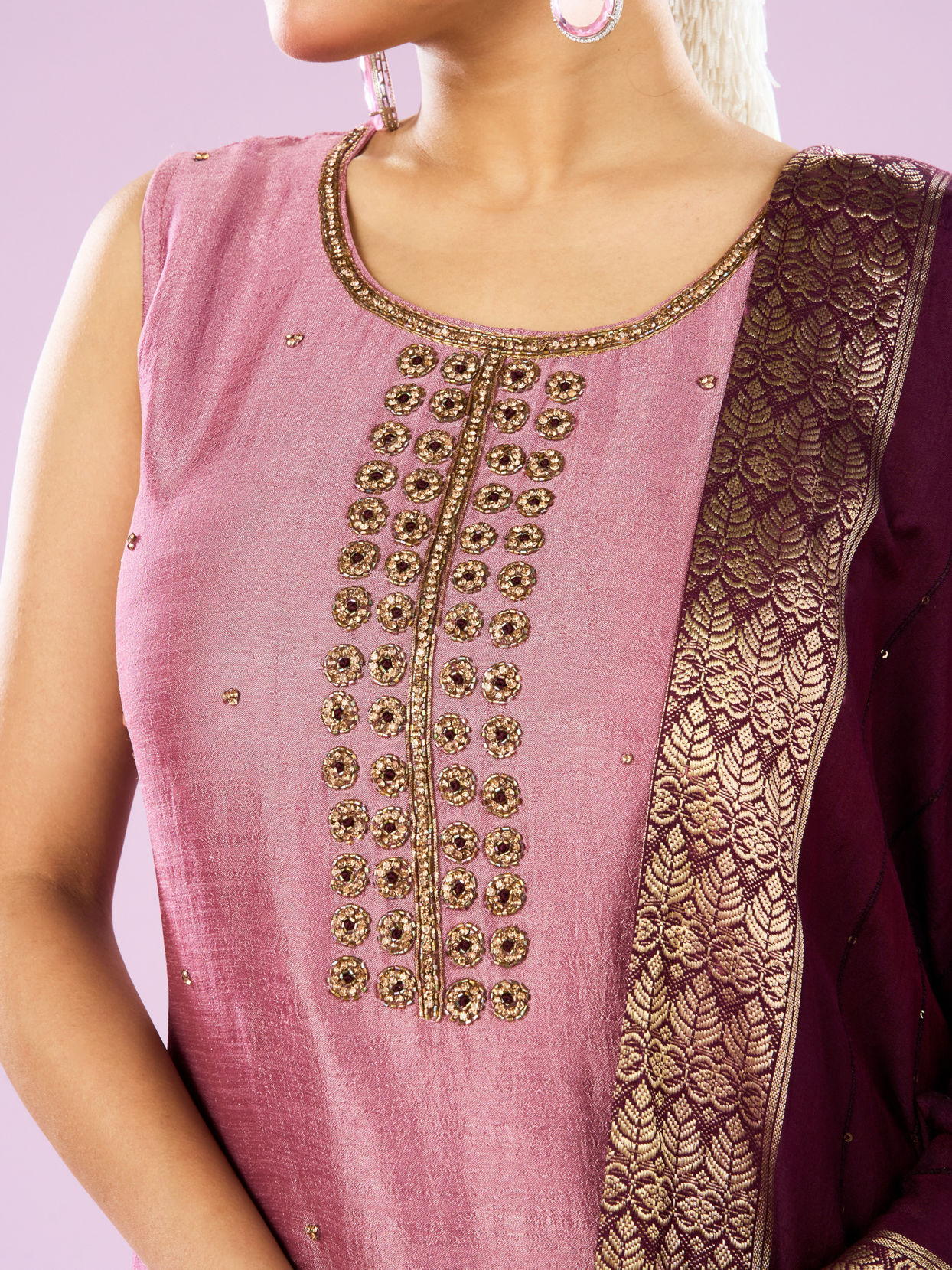 Mohey Women Dusty Pink Elegance Straight Suit