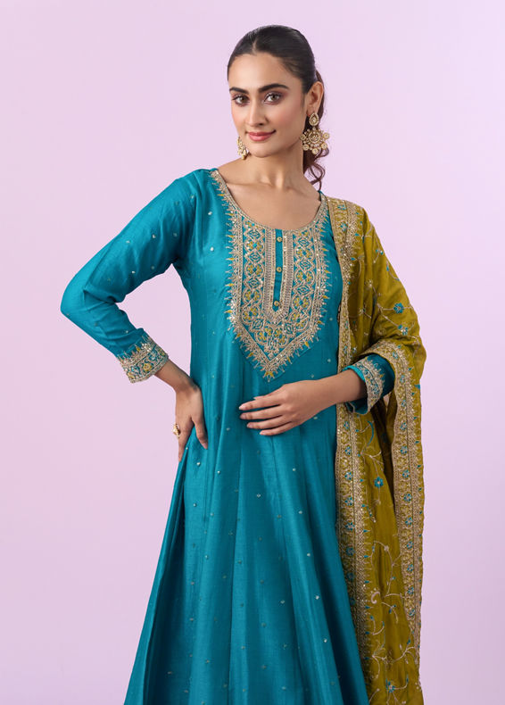 Mohey Women Ethereal Blue Anarkali Suit